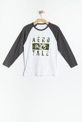T-shirt à manches longues raglan et imprimé camouflage Aéropostale AÉRO pour garçons