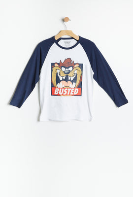 T-shirt à manches longues à imprimé Looney Tunes Taz Busted AÉRO pour garçons