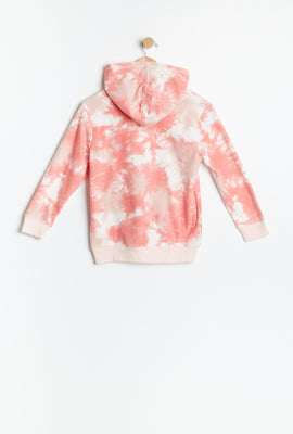 Haut à capuchon à enfiler molletonné AERO teint noué à imprimé graphique Original Brand pour fille
