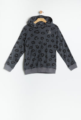 Haut à capuchon à enfiler molletonné AERO motif leopard à imprimé graphique Aéropostale pour fille