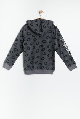 Haut à capuchon à enfiler molletonné AERO motif leopard à imprimé graphique Aéropostale pour fille