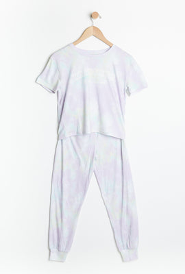 Ensemble pyjama 2 pièces AERO super doux teint noué à imprimé graphique pour fille