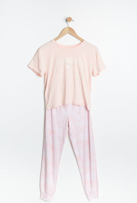 Ensemble pyjama 2 pièces AERO super doux à imprimé graphique Aéropostale Los Angeles pour fille