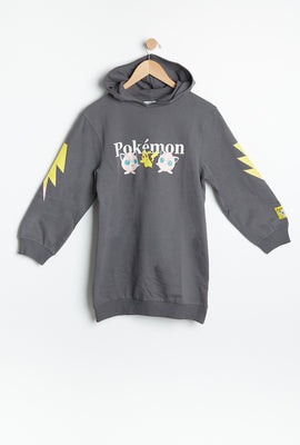 Haut tunique à capuchon a enfilé AERO à imprimer graphique Pokémon Pikachu et Jifflypuff pour fille
