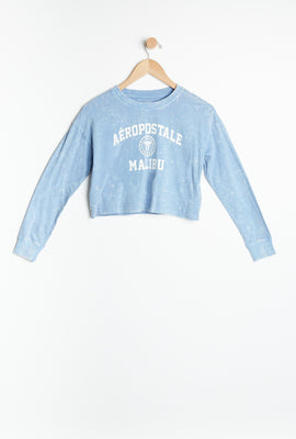 T-shirt AERO coupe court graphique délavé à l'acide manche long pour fille