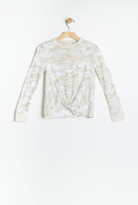 Haut AERO torsadé à l'avant graphique Aéropostale camouflage manche long pour fille
