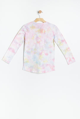 T-shirt à manches longues noué-teint à imprimé Garfield Mood AÉRO pour filles