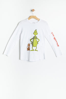 T-shirt à manches longues à imprimé The Grinch and Max AÉRO pour filles