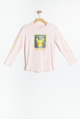 T-shirt à manches longues à imprimé Pokémon Pikachu AÉRO pour filles