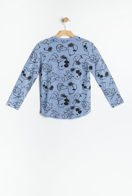T-shirt à manches longues à imprimé Snoopy AÉRO pour filles