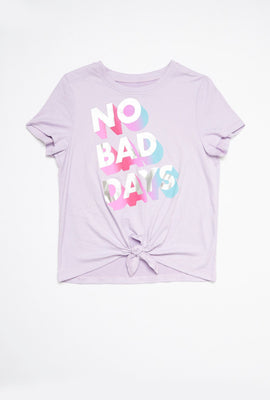 T-shirt super doux à imprimé No Bad Days et attache à l'avant pour filles AERO