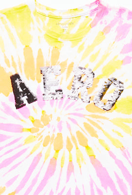 T-shirt Aéropostale noué-teint avec logo Aero à paillettes réversibles pour fille