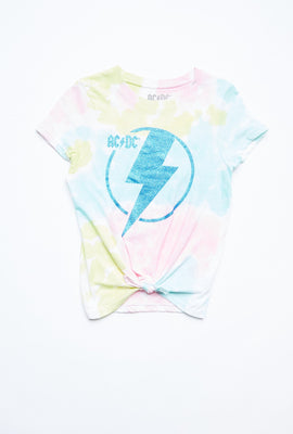 T-shirt Aéropostale noué-teint à imprimé ACDC avec attache avant pour fille