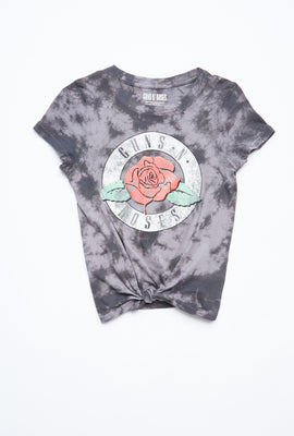 T-shirt Aéropostale noué-teint à imprimé Guns N' Roses avec attache avant pour fille