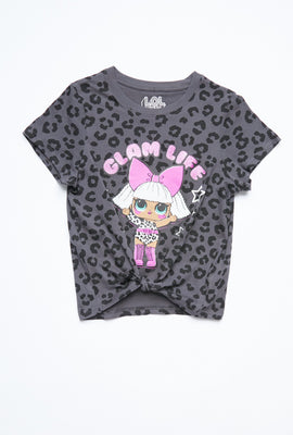 T-shirt Aéropostale à imprimé LOL Surprise Glam Like avec attache avant et motif animalier pour fille