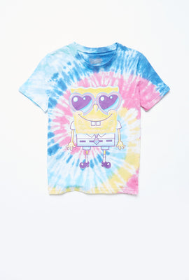 T-shirt Aéropostale asymétrique noué-teint à imprimé Bob l'Éponge pour fille