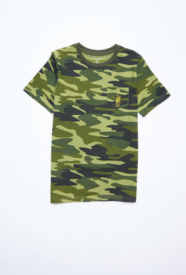 T-shirt Aéropostale avec poche à imprimé Peace Sign Take It Easy avec motif camouflage pour garçon