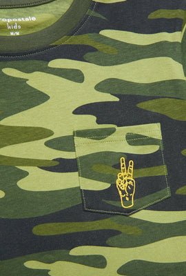 T-shirt Aéropostale avec poche à imprimé Peace Sign Take It Easy avec motif camouflage pour garçon