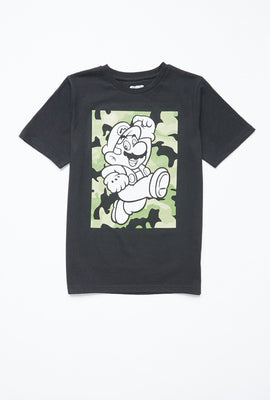 T-shirt Aéropostale noué-teint à imprimé Super Mario avec motif camouflage pour garçon