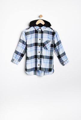 Chemise à capuchon AERO à carreaux boutonné à l'avant pour fille