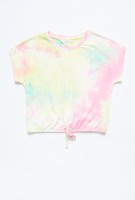 T-shirt AERO Super-Doux teint noué manche courte noué à l'avant pour filles