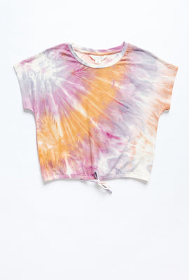T-shirt AERO Super-Doux teint noué manche courte noué à l'avant pour filles