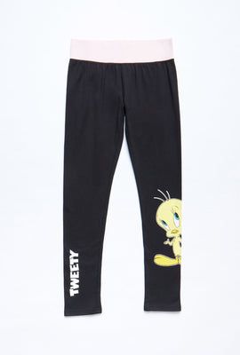 Legging AERO Tweety avec ceinture contrastée à imprimé graphique pour fille
