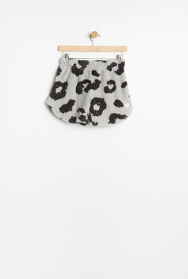 Short en Sherpa pyjama AERO motif animalier leopard brodé pour fille