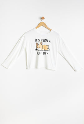 Ensemble pyjama 2 pièces AERO super doux à imprimé graphique It's Been A Ruff Day pour fille