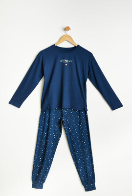Ensemble pyjama 2 pièces AERO super doux à imprimé graphique Aéropostale et étoiles pour fille