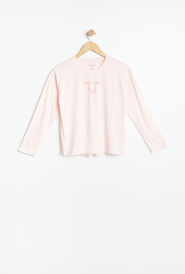 Ensemble pyjama 2 pièces AERO super doux à imprimé graphique Aéropostale et papillon pour fille
