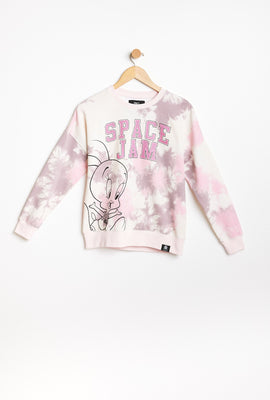 Chandail AERO ras du cou teint noué à imprimer graphique Titi Space Jam pour fille