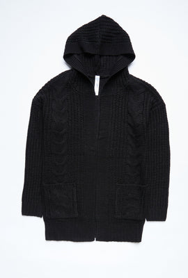 Cardigan à capuchon AERO torsadé ouvert à l'avant pour fille