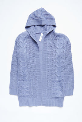 Cardigan à capuchon AERO torsadé ouvert à l'avant pour fille