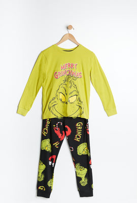 Ensemble pyjama 2 pièces AERO à imprimer graphique Le Grincheux Merry Grinchmas pour enfant