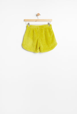 AERO Girls Grinch Sherpa Embroidered Pajama Short