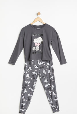 Ensemble pyjama 2 pièces AERO super doux à imprimé graphique Snoopy Peanuts pour fille