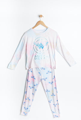 Ensemble pyjama 2 pièces AERO super doux teint noué à imprimer graphique Wonder Woman pour fille