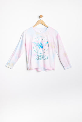 Ensemble pyjama 2 pièces AERO super doux teint noué à imprimer graphique Wonder Woman pour fille