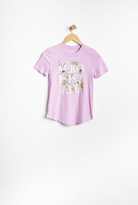 T-shirt AERO avec ourlet arrondi à imprimer graphique papillon Aéropostale pour fille