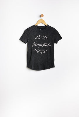 T-shirt AERO avec ourlet arrondi délavé à l'acide à imprimer graphique Aéropostale 1987 New York