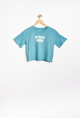 T-shirt AERO coupe court carrée à imprimer graphique No Filter Needed pour fille
