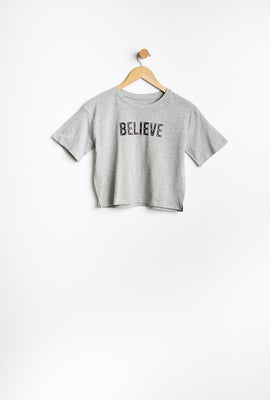T-shirt AERO coupe court carrée à imprimer graphique Girls Believe pour fille
