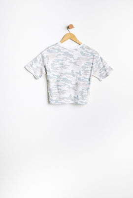 T-shirt AERO coupe court carrée à imprimer graphique Aéropostale camouflage pour fille