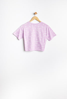 T-shirt AERO coupe court carrée à imprimer graphique pour fille