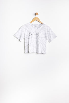 T-shirt AERO coupe court carrée teint noué à imprimer graphique hologramme Aéropostale pour fille