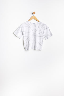 T-shirt AERO coupe court carrée teint noué à imprimer graphique hologramme Aéropostale pour fille