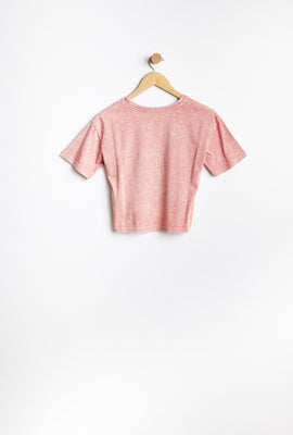 T-shirt AERO coupe court carrée délavé à l'acide à imprimer graphique crête Aéropostale Californie pour fille