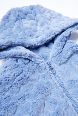 Manteau à capuchon AERO zippé coupe court en fausse fourrure coeurs pour fille