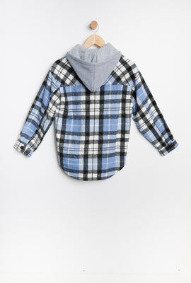 Surchemise à capuchon AERO à carreaux boutonné à l'avant pour fille